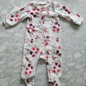 Carter's White Floral Fleece Baby Footed Pajamas